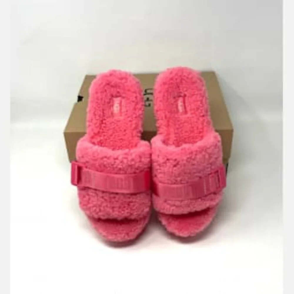 UGG FLUFFITA Slides Pink Fluffy Platform Summer Flip Flop Women's 1113475 SSBT - Picture 7 of 11